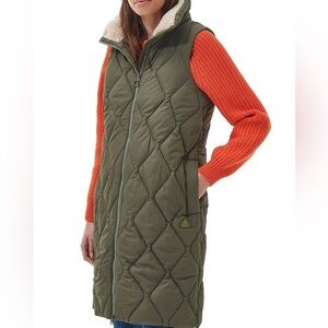 Barbour Samphire Quilted Long Vest in Olive